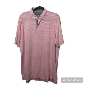 Johnnie-O pink striped short sleeve polo shirt. XL